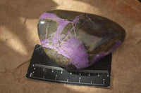 Polished Stichtite & Serpentine Free Forms With Silky Purple Threads x 3 From Barberton, South Africa