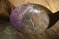 Polished Stichtite & Serpentine Free Forms With Silky Purple Threads x 3 From Barberton, South Africa