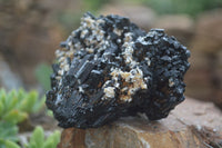 Natural Schorl Black Tourmaline Specimens With Hyalite Opal x 2 From Erongo Mountains, Namibia - TopRock