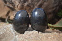 Polished Black Basalt Gemstone Eggs x 6 From Antsirabe, Madagascar