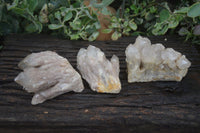 Natural Cascading White Phantom Quartz Clusters  x 3 From Luena, Congo - Toprock Gemstones and Minerals 