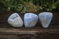 Polished Blue Lace Agate Standing Free Forms  x 3 From Nsanje, Malawi - Toprock Gemstones and Minerals 