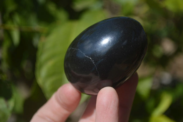 Polished Black Basalt Gemstone Eggs x 6 From Antsirabe, Madagascar