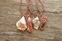 Polished Mixed Jewellery With Copper Art Wire Wrap Pendants x 6 From Congo - TopRock