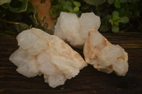 Natural White Phantom "Cathedral Window" Quartz Clusters  x 3 From Madagascar