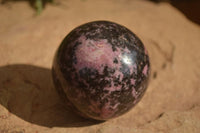 Polished  Pink & Black Rhodonite Spheres x 3 From Madagascar