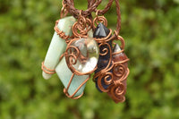 Polished Mixed Jewellery Free Forms With Copper Art Wire Pendants x 6 From Southern Africa - TopRock