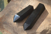 Polished Double Terminated Black Basalt Points  x 3 From Madagascar - Toprock Gemstones and Minerals 