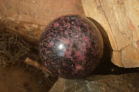 Polished  Pink & Black Rhodonite Spheres x 3 From Madagascar