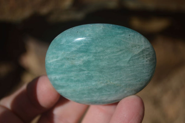 Polished Blue Amazonite Palm Stones  x 20 From Madagascar