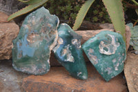 Polished One Side Polished Emerald Mtorolite Plates  x 3 From Zimbabwe - Toprock Gemstones and Minerals 