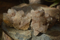 Natural Cascading Smokey Quartz Clusters x 2 From Luena, Congo