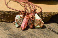 Polished Mixed Jewellery With Copper Art Wire Wrap Pendants x 6 From Congo - TopRock