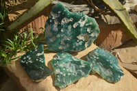 Polished One Side Polished Emerald Mtorolite Plates  x 4 From Zimbabwe - Toprock Gemstones and Minerals 