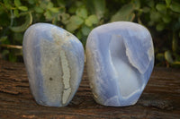 Polished Blue Lace Agate Standing Free Forms  x 2 From Nsanje, Malawi - Toprock Gemstones and Minerals 