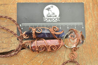 Polished Mixed Jewellery Free Forms With Copper Art Wire Pendants x 6 From Southern Africa - TopRock