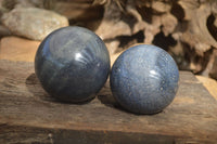 Polished Blue Lazulite Spheres  x 2 From Madagascar