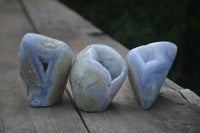 Polished Blue Lace Agate Standing Free Forms  x 3 From Nsanje, Malawi - Toprock Gemstones and Minerals 