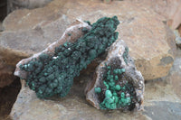 Natural Rare Ball Malachite On Drusi Quartz & Dolomite Matrix  x 2 From Kambove, Congo - Toprock Gemstones and Minerals 