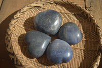 Polished  Blue Lazulite Gemstone Hearts  x 4 From Madagascar