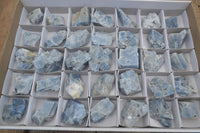 Natural Small Cobbed New Sky Blue Calcite Specimens  x 35 From Spitzkop, Namibia