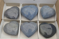 Polished Blue Lazulite Hearts  x 6 From Madagascar