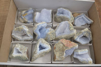 Natural Blue Lace Agate Geode Specimens x 12 From Nsanje, Malawi