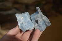 Natural Small Cobbed New Sky Blue Calcite Specimens  x 35 From Spitzkop, Namibia