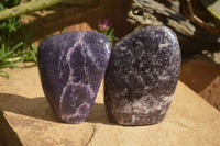 Polished Gem Lithium Mica Lepidolite Standing Free Forms  x 2 From Zimbabwe - Toprock Gemstones and Minerals 