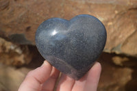 Polished  Blue Lazulite Gemstone Hearts  x 4 From Madagascar