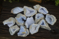 Natural Blue Lace Agate Geode Specimens x 12 From Nsanje, Malawi