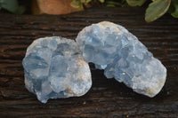 Natural Blue Celestite Crystal Specimens  x 2 From Madagascar - Toprock Gemstones and Minerals 