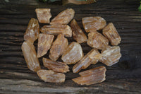 Natural Honey Aragonite Etched & Cobbed Pieces  x 35 From Namibia