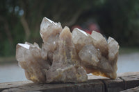 Natural Cascading White Phantom Quartz Clusters  x 3 From Luena, Congo - Toprock Gemstones and Minerals 