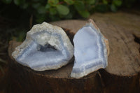 Natural Blue Lace Agate Geode Specimens x 12 From Nsanje, Malawi