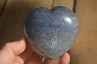 Polished  Blue Lazulite Gemstone Hearts  x 4 From Madagascar