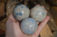 Polished Blue Spotted Spinel Quartz Spheres x 6 From Madagascar