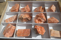 Natural New Sunset Orange Calcite Specimens  x 12 From Spitzkop, Namibia