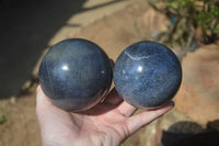 Polished Blue Lazulite Spheres  x 2 From Madagascar