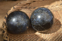 Polished Rare Iolite / Water Sapphire Spheres  x 2 From Northern Cape, South Africa - Toprock Gemstones and Minerals 