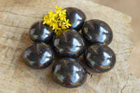 Polished Black Basalt "Hot Rock" Massage Palm Stones  x 12 From Madagascar - TopRock