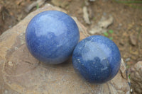 Polished Blue Lazulite Spheres  x 2 From Madagascar - Toprock Gemstones and Minerals 