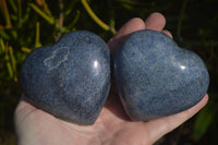 Polished Blue Lazulite Hearts  x 6 From Madagascar