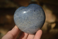 Polished  Blue Lazulite Gemstone Hearts  x 4 From Madagascar