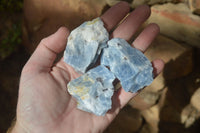 Natural Small Cobbed New Sky Blue Calcite Specimens  x 35 From Spitzkop, Namibia