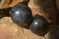 Polished Rare Iolite / Water Sapphire Spheres  x 2 From Northern Cape, South Africa - Toprock Gemstones and Minerals 