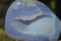 Polished Blue Lace Agate Standing Free Forms  x 2 From Nsanje, Malawi - Toprock Gemstones and Minerals 