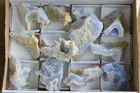 Natural Etched Blue Chalcedony Agate Specimens  x 12 From Nsanje, Malawi - TopRock