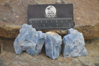 Natural Small Cobbed New Sky Blue Calcite Specimens  x 35 From Spitzkop, Namibia