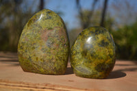 Polished  Green Opal Standing Free Forms  x 6 From Antsirabe, Madagascar